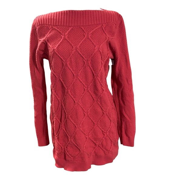 Loft Diamond Pattern‎ Knit Cotton Boat Neck Sweater Sz L - Picture 1 of 5